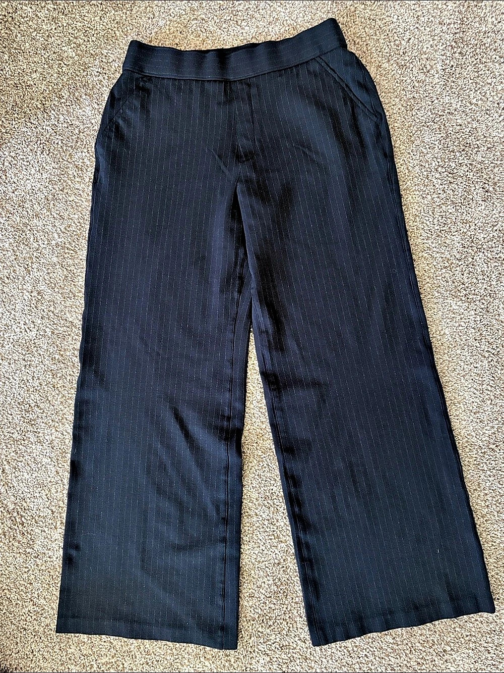 SPANX Perfect Ponte Pinstripe Wide Leg Pant Navy Large